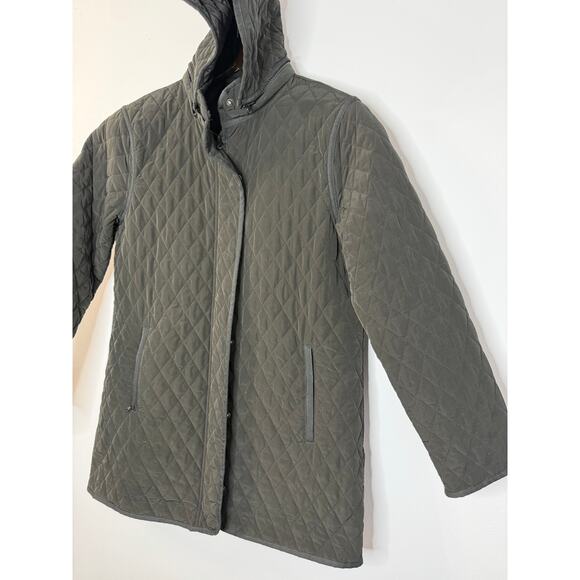 Garnet Hill Recycled Quilted Car Coat Jacket Women's S Black - Picture 6 of 11